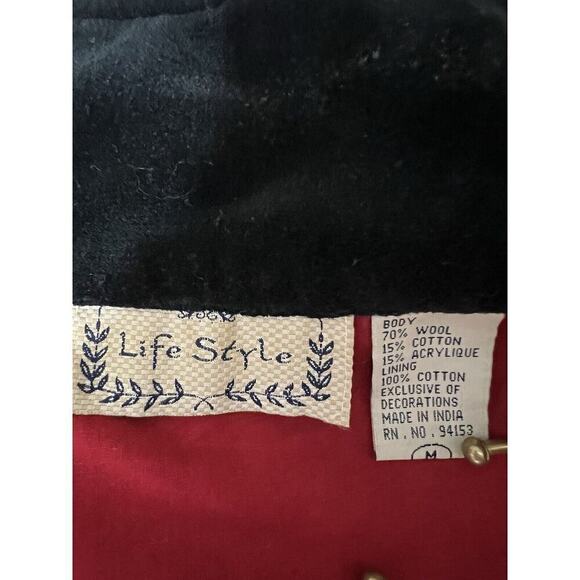 Vintage Life Style Classic Vest Red Embroidered Reindeer Button Wool Christmas - Picture 9 of 11